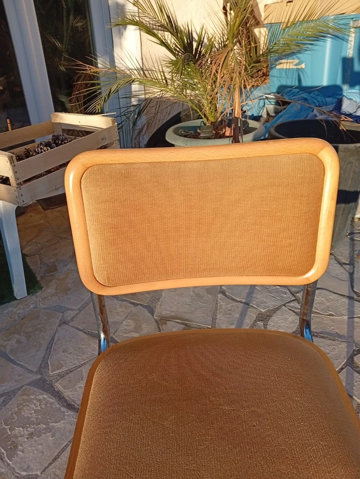 Chaise Bauhaus Marcel Breuer type Cesca, très bon état, velours couleur fauve. - Photo 4/4