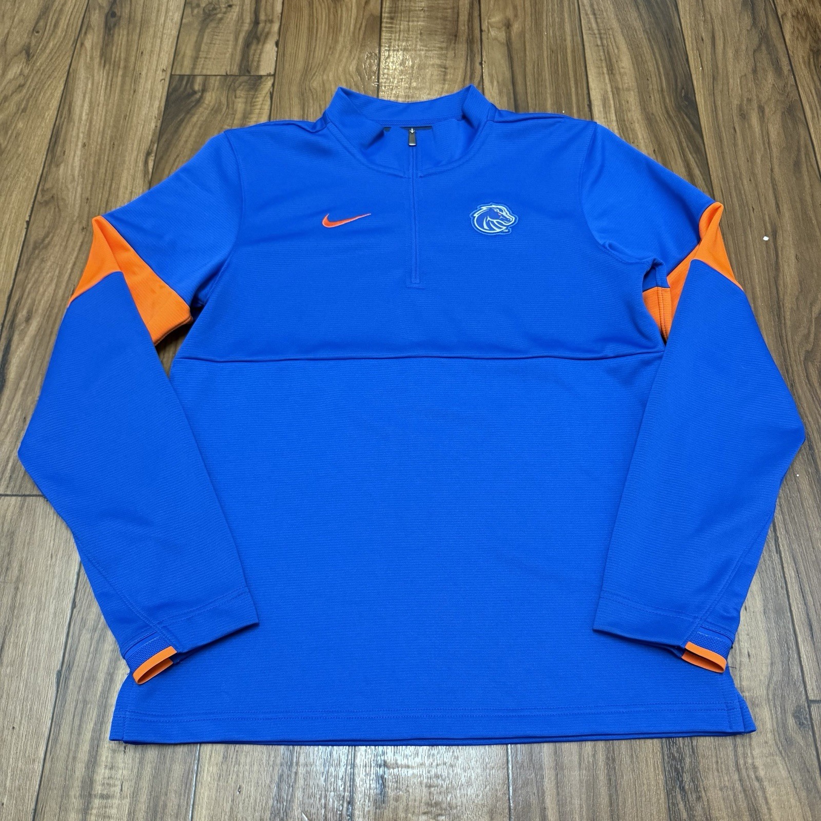 Nike Boise State Football Dri-Fit 1/4 Zip Pullover Blue Mens Small