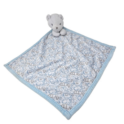 BABY SL HOME FASHIONS WHITE TEDDY BEAR LETTERS SECURITY BLANKET PLUSH LOVEY