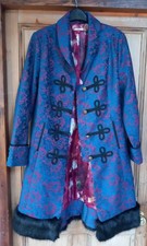 Joe Browns  Brocade  Coat   Size UK 14  Blue Military Steampunk