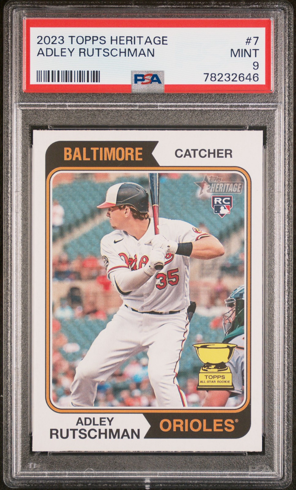 2023 TOPPS HERITAGE #7 ADLEY RUTSCHMAN ROOKIE RC PSA 9