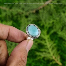 Valentines Sale 925 Sterling Silver Larimar Gemstone Promise Boho Stackable Ring
