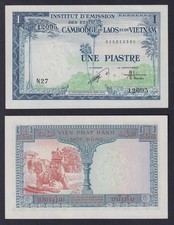 Institute Of Issue Cambodia Laos Vietnam 1 Piastre = 1 Dong 1954 P.-105 FDS/UNC