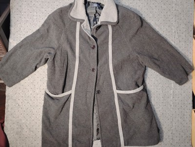 Herman Geist Wool Coat Women s Size 24W Charcoal Gray Grannycore