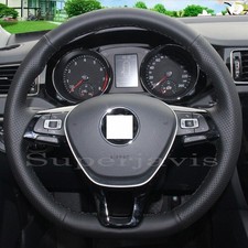 Custom Black PU Leather Steering Wheel Stitch on Cover For VW Passat B8 Tiguan