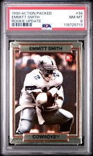 1990 Action Packed Rookie Update Emmitt Smith RC Card PSA 8 NM-MT #34. rookie card picture