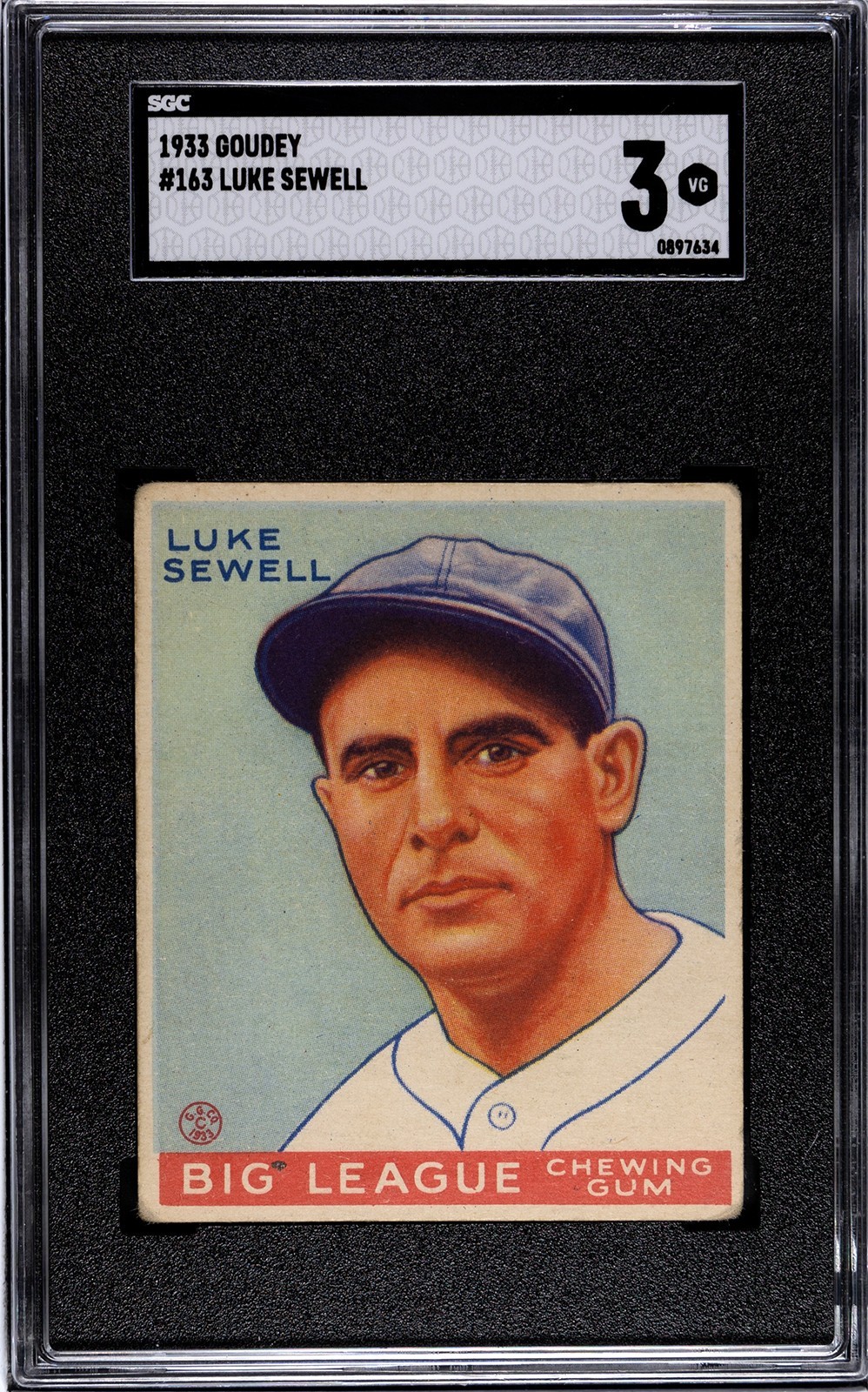 1933 Goudey Big League Chewing Gum - R319 Luke Sewell #163 (RC) SGC 3 VG