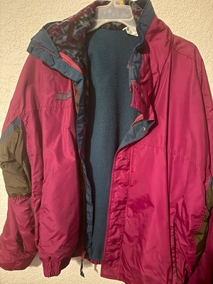 Columbia Men s L Burgundy Full Zip Lined Hooded Nylon Jacket Outdoor