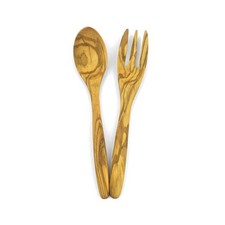 WONDERFUL 100 Natural Olive Wood Spoon Fork  Set, Color