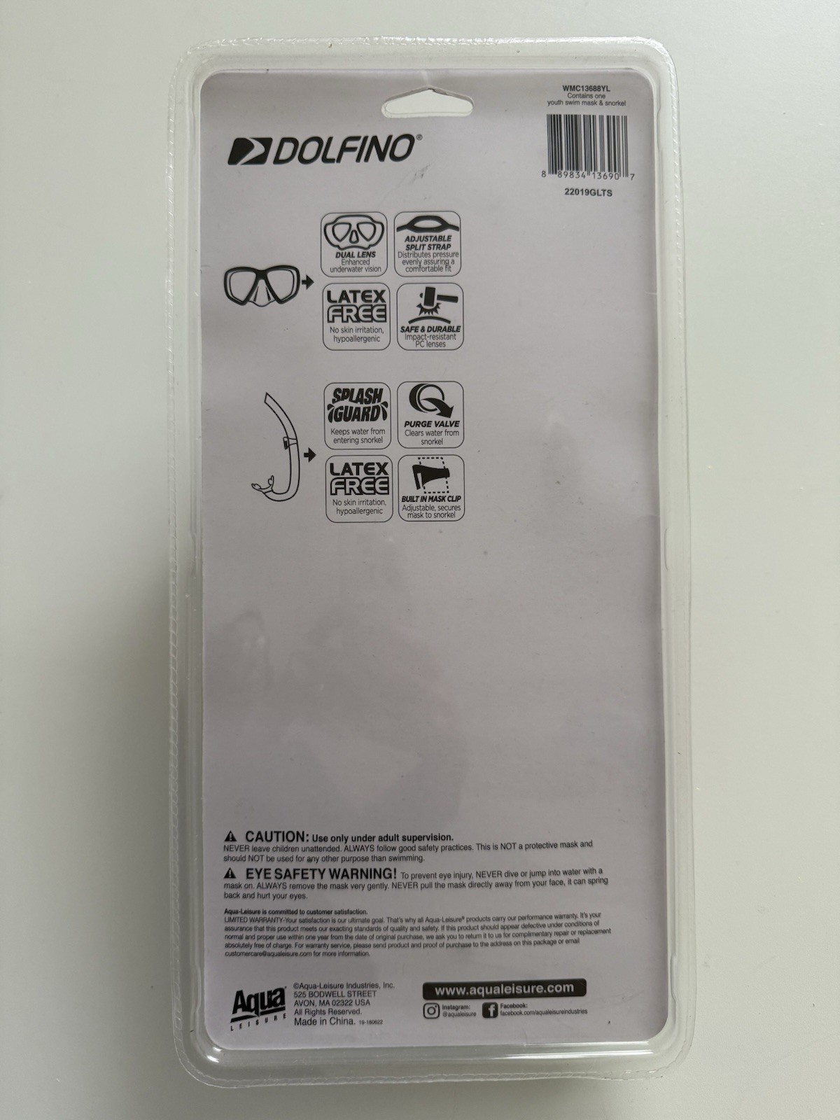 Dolfino Mask and Snorkel Youth +7 Swim Combo, Yellow /Clear Latex Free