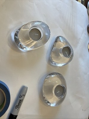 Orrefors Sweden Crystal River Rock Votive Candle Holder Lightstone Lena Bergstro