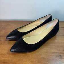 Ivanka Trump Womens 6 Black Textured Leather Slip On Pointed Toe Flats Shoes