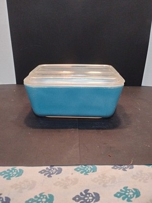 Vintage Blue Pyrex #502 Refrigerator Dish with Glass Lid #502-B