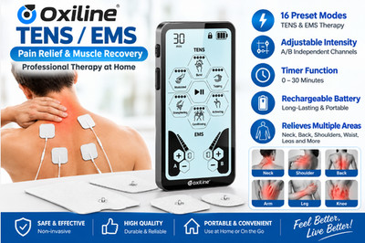Oxiline TENS XS Pro TENS EMS Unit Dual Channel Touchscreen 24 Modes