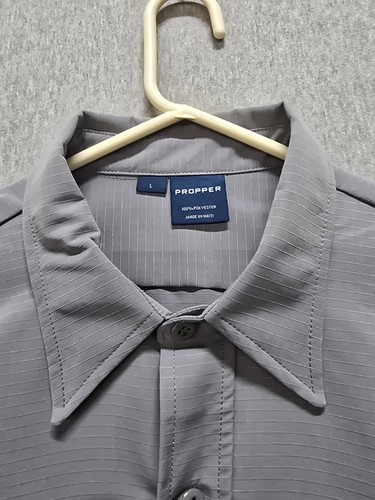 PROPPER TACTICAL Short Sleeve Shirt Gray Battle RIP Mens NYLON Shirt SIZE L, NWT - Picture 3 of 12