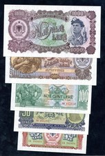 Albanien / Albania P.28-32a 10 - 1000 Leke 1957 (1)  5 Werte
