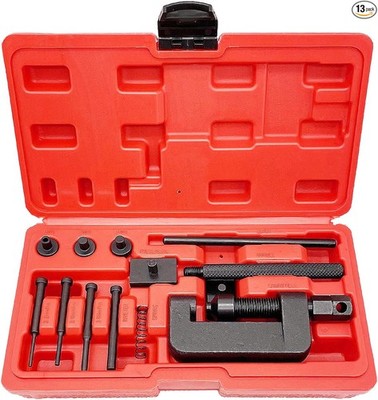 13-Piece Chain Cutter Rivet Tool Set Riveting Breaker Riveter for Motorcycle, Bi