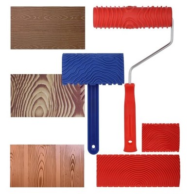 Wood Graining Tool Set 4pcs Fake Wood Grain Roller Painting Tool with Handle	