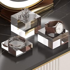 Acrylic Display Stands, 3 Graduated Sizes Acrylic Block Riser for Displaying ...