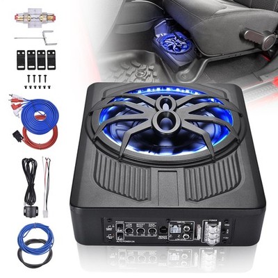 10'' 800W Slim Under-Seat Subwoofer Powered Car Truck Sub w/ Amp Kit Speaker