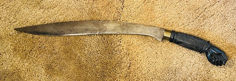 Antique Filipino Katipunan Sword Luzon Bolo Carved Buffalo Horn Fist Taper