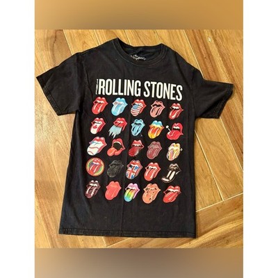 The Rolling Stones Womens Small Black Graphic Logo T-Shirt Multi Tongue Rock Tee