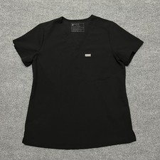 FIGS Shirt Womens Small Black Technical Collection Scrub Top V Neck Pocket