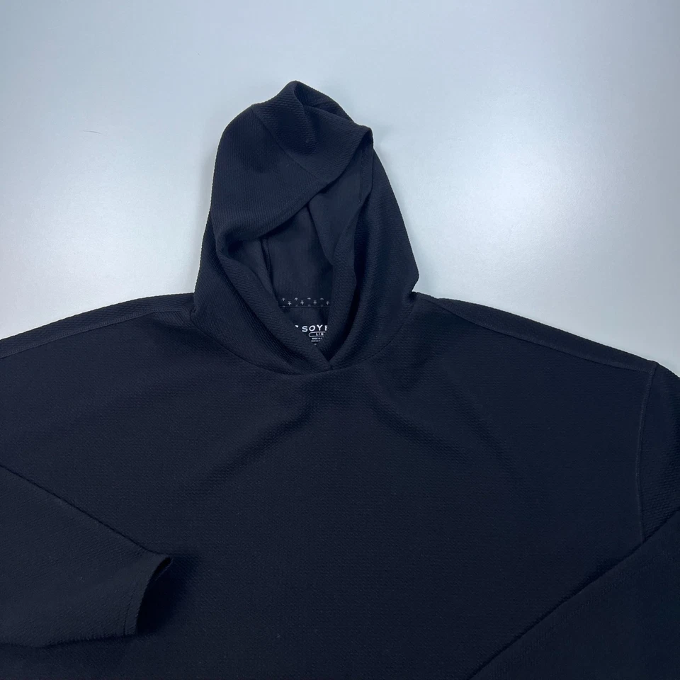 Soybu Sudadera con Capucha Texturizada Para Mujer Grande Negra Sudadera con Capucha Pullover Elastizada Foto 2 de 4