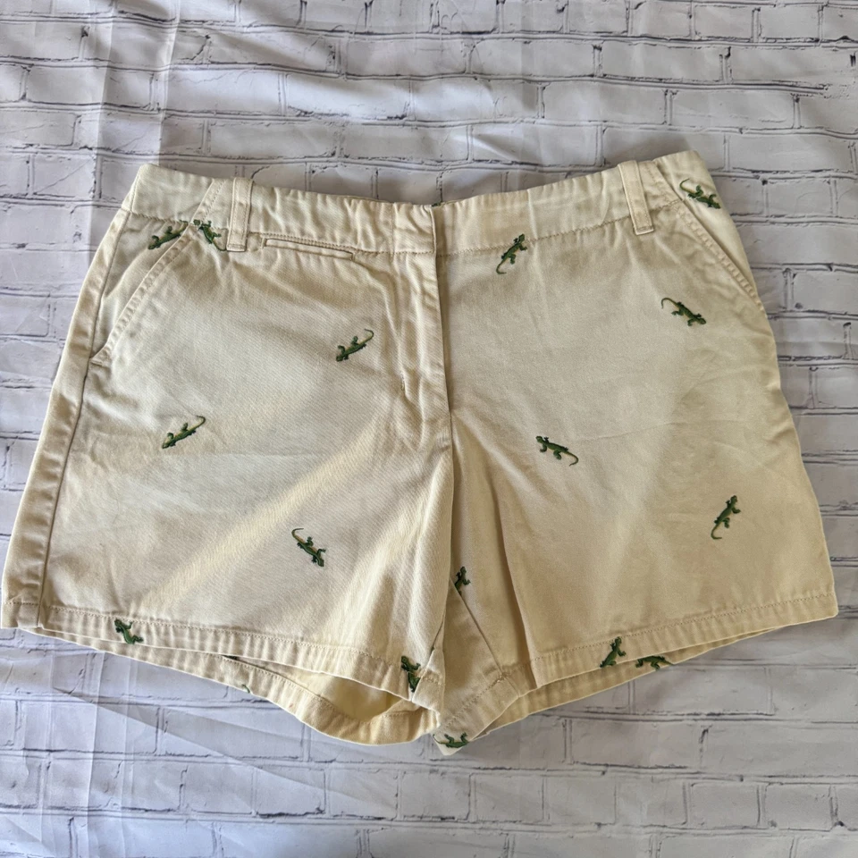 J. Желтые кремовые вышитые джинсовые шорты CREW LIZARD с принтом чино 6 низких - Изображение 2 из 4