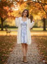 Sweetheart Neckline Sleeveless A-Line Fit Flare Blue White Floral Lace-up, Sz S