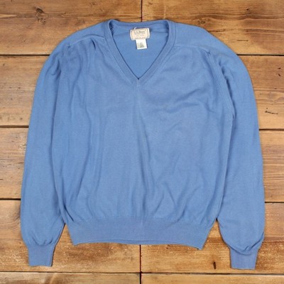 Vintage L.L. Bean Pullover Pulli L 90er USA Made V-Ausschnitt Blau