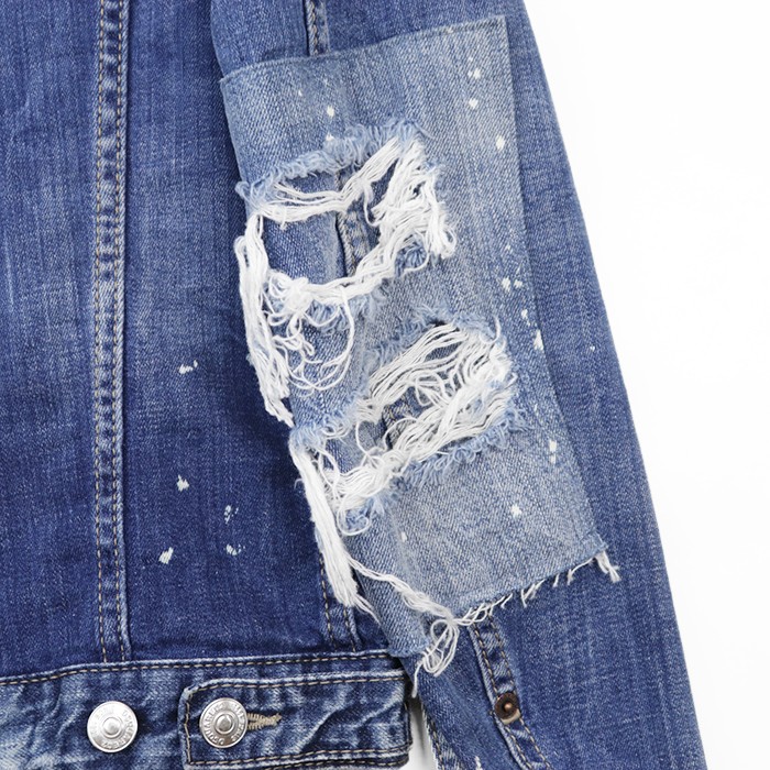 DSQUARED2 Distressed Patchwork Stretch Denim Jack… - image 16