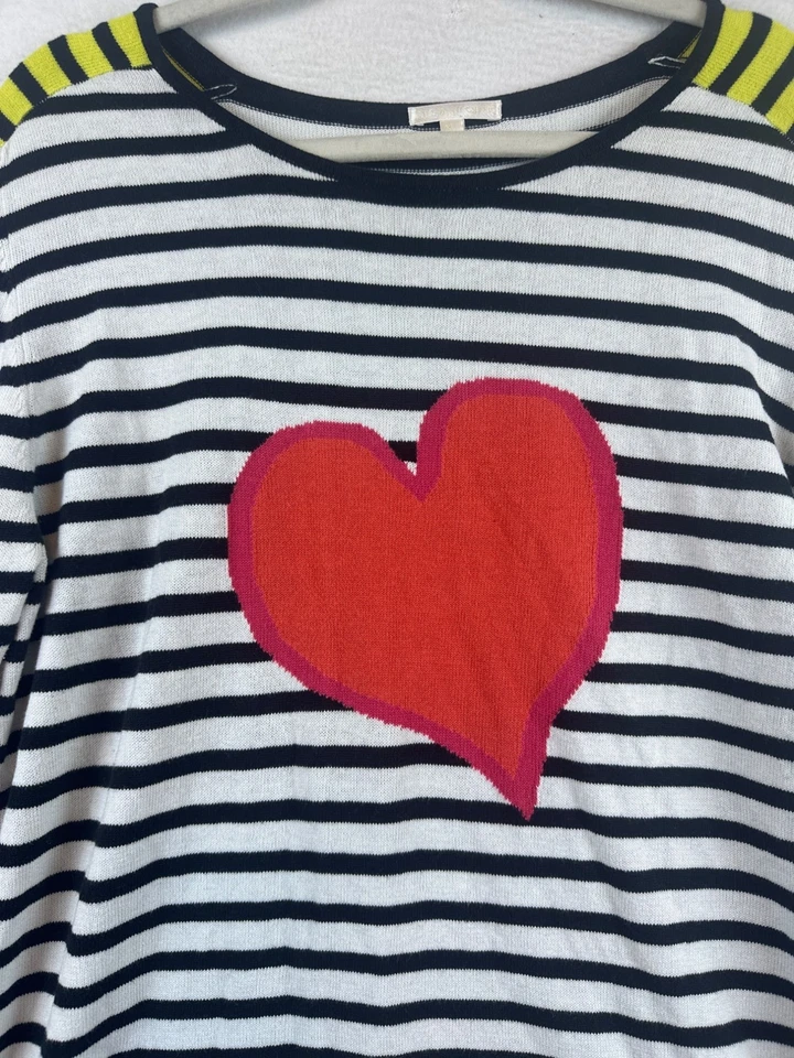 Suéter Lisa Todd Corazón Para Mujer XL Rayas Náutico Costero Artístico Informal Foto 2 de 4