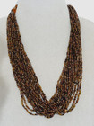 Vintage Mixed Color Brawn Glass Seed Bead   24 Strand Choker Necklace 23" — photo 7