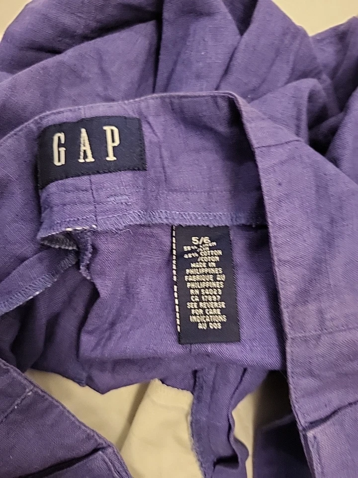 Shorts chino feminino vintage década de 1990 Gap tamanho 5/6 roxo linho macio - Imagem 3 de 4