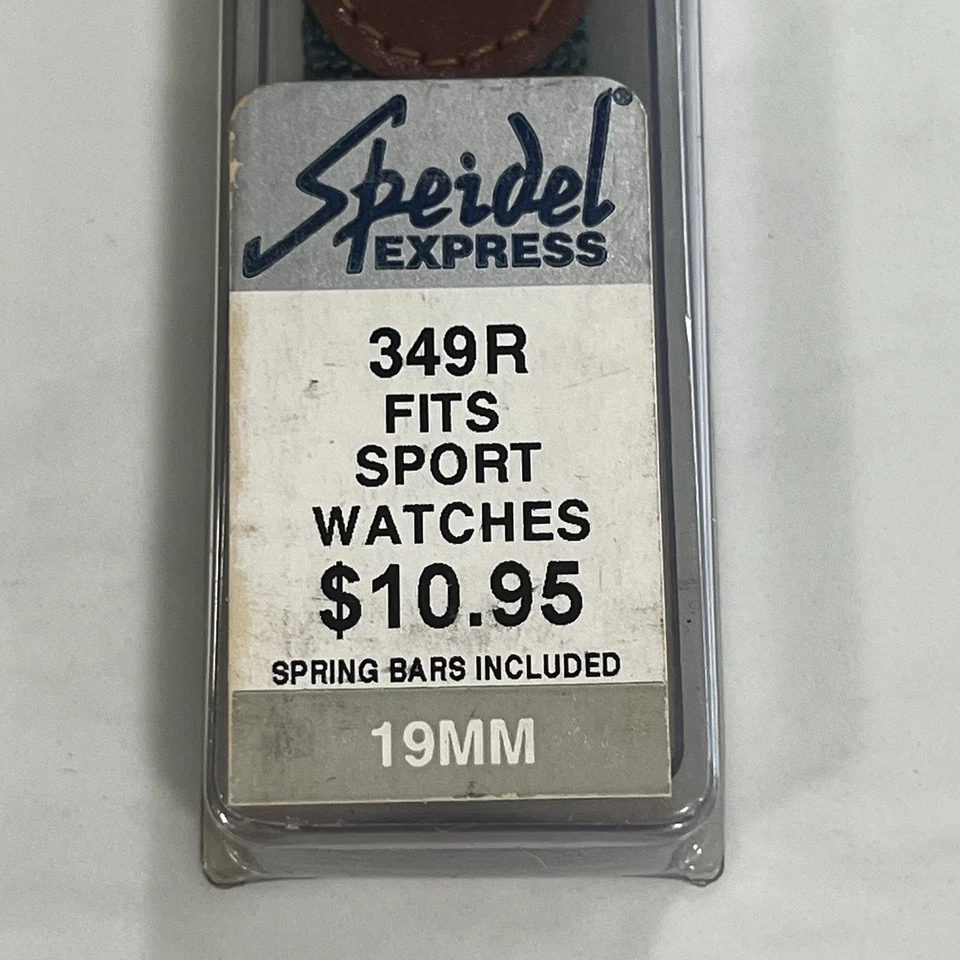 Vintage NOVO! Speidel Express 19mm relógio esportivo pulseira couro lona verde 349R - Imagem 4 de 4