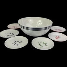 KATE SPADE Salut! Serving/Salad Bowl +8 Tidbit Dessert Snack Plates Set Melamine