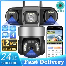 12MP Outdoors Wifi Camera 6K HD Triple Lens Triple Screen PTZ IP Security Camera