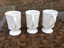 Pfaltzgraff White Heritage Pedestal 5" Footed Coffee Cocoa Cups Mugs Set of 3