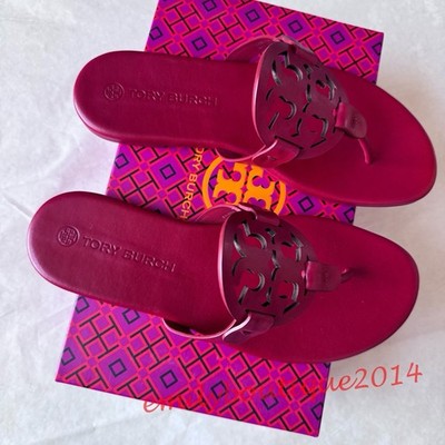 NIB Tory Burch Miller Size 8.5 Tory Red Calf Leather Sandals 90582