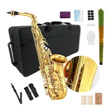Golden Alto Saxophone Eb Flat Sax Brass Instrument with Case  Accessories