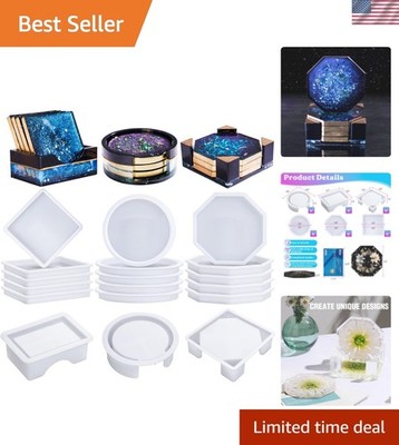 Versatile 18 Pcs Epoxy Resin Coaster Molds - Perfect for Unique Table Decor