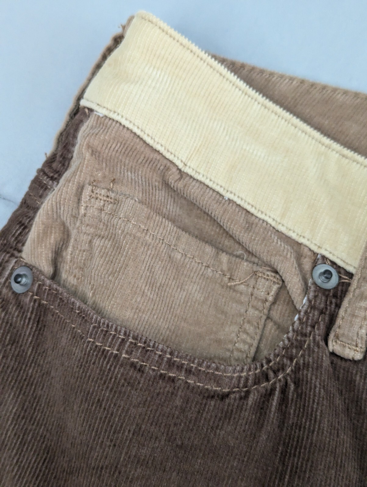 Social Tourist Brown Patchwork Flared Corduroy Wo… - image 11