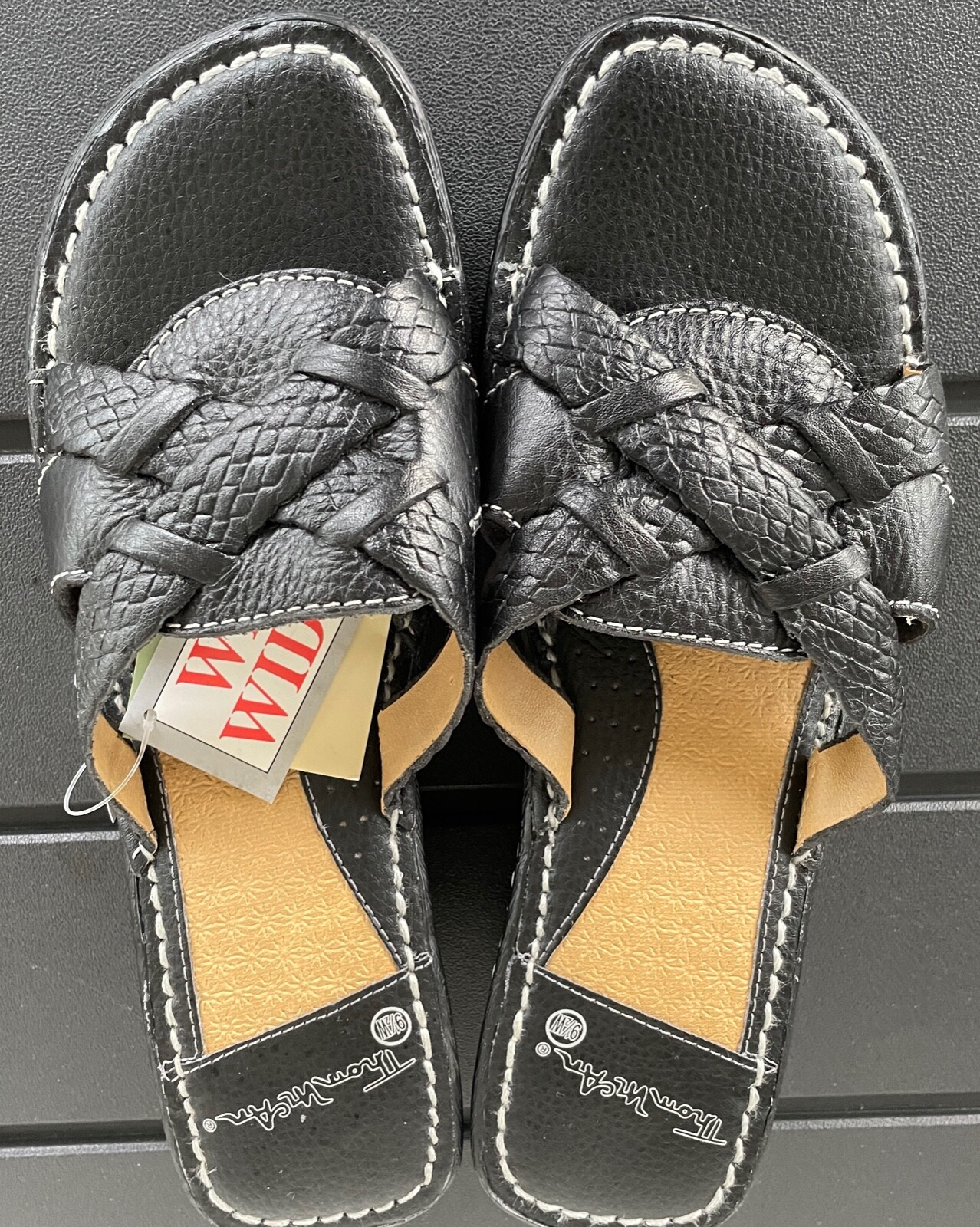 Thom McAn Women's Black Leather Strappy 