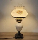 Vintage Gone with the Wind Wild Rose Hurricane Parlor Lamp Milk Glass GWTW