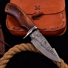 Handmade Damascus Hunting Knife Ideal Skinning Camping Outdoor Fixed Blade 10”