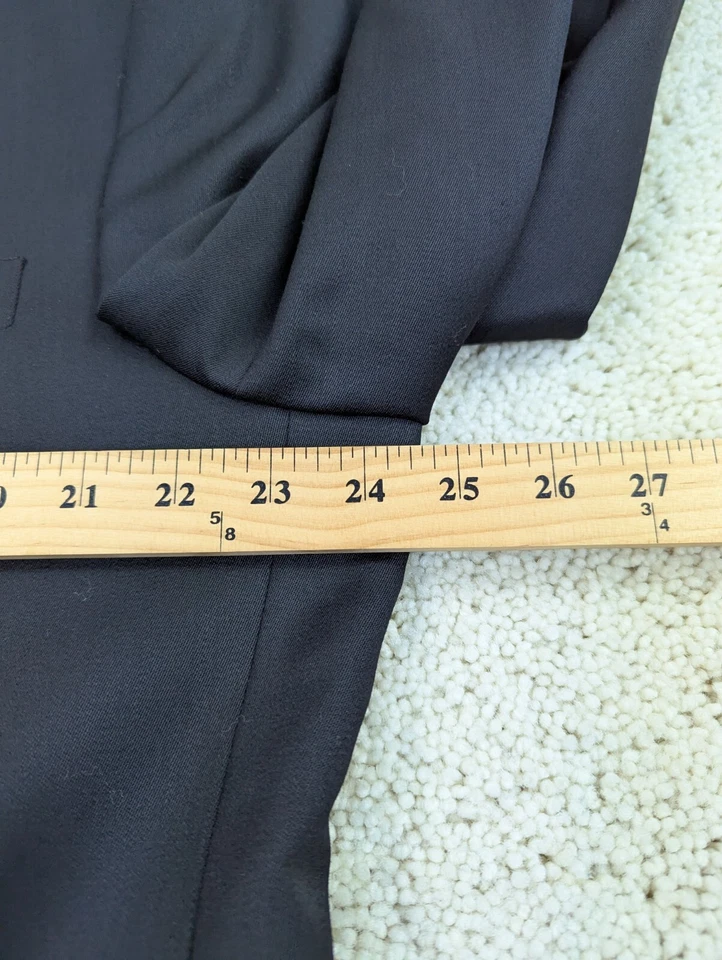 Jones New York Suit Mens 46S 36x25 Black Wool 2 Piece Jacket Pants Vintage 3 Btn - Image 4 of 4