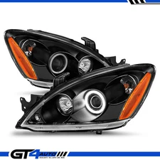 For 2004-2007 Mitsubishi Lancer Hyper LED Halo Black Projector Headlights Pair