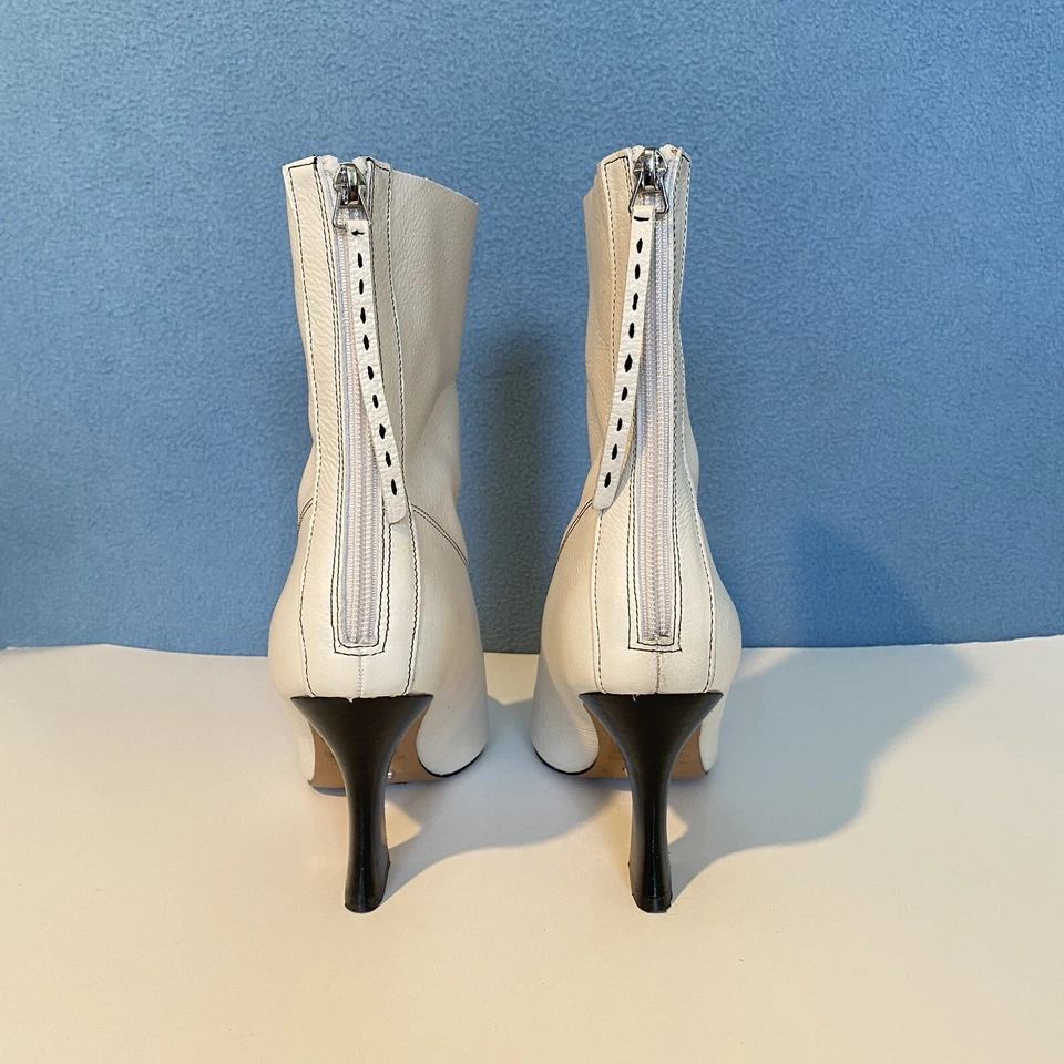 Botas Topshop Mujer Mara Cuero Punta de Suero de Lecho - Bota Blanca 9.5 Foto 3 de 4