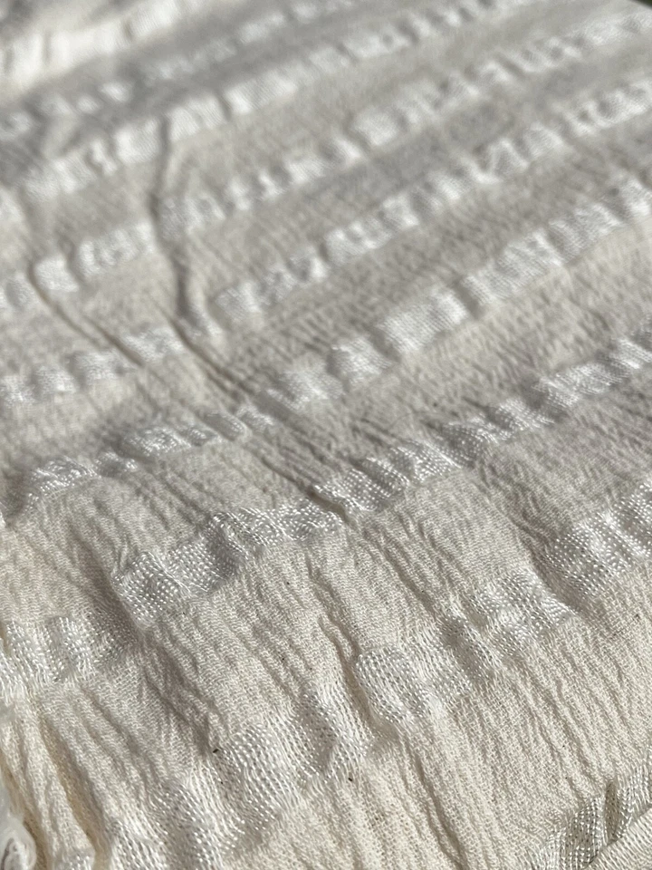 Organic Cotton Fabric By 2 Meters, Windowpane Pattern, Dobby Face Fabric. - Image 3 of 4